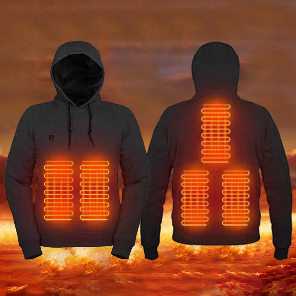 USB Rechargeable Heated Hoodies – 3 Heat Levels, Unisex, for Camping and Outdoor Work