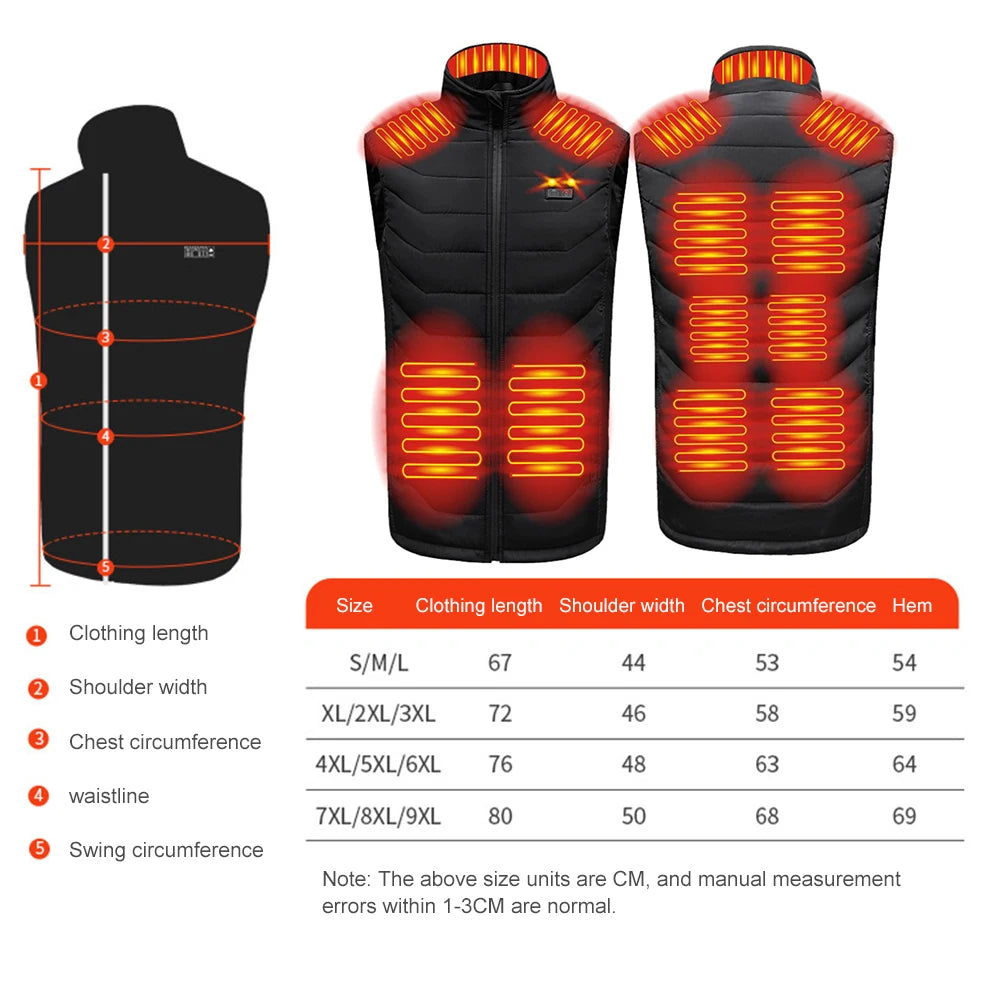 11-Zone Heated Jacket – USB Rechargeable, Unisex