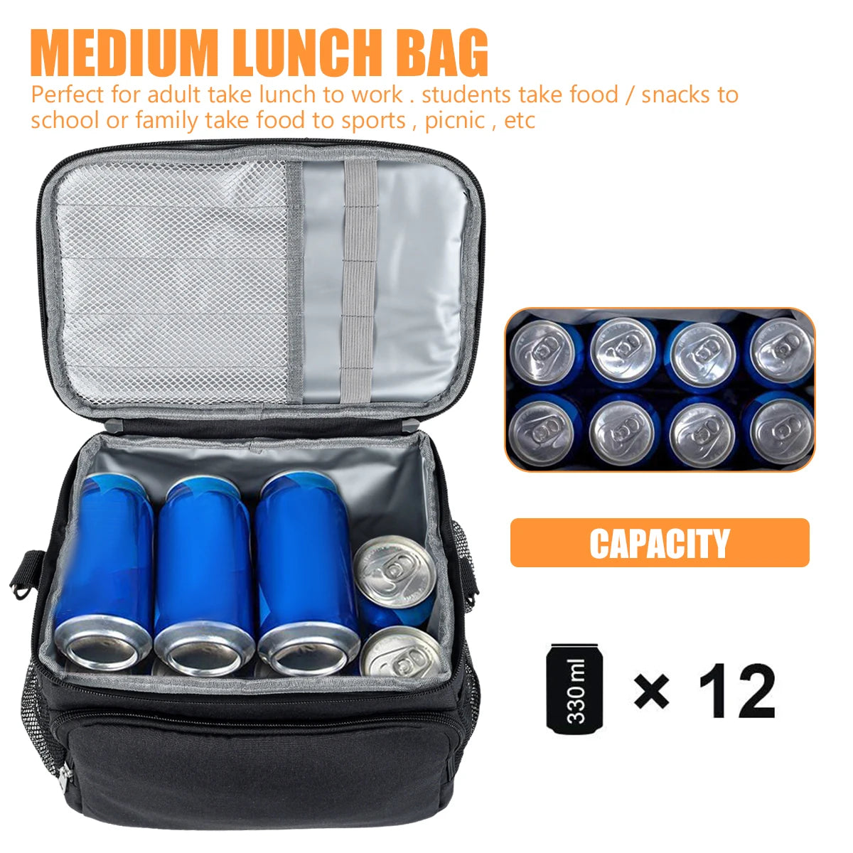 Large Capacity Insulated Lunch Bag
