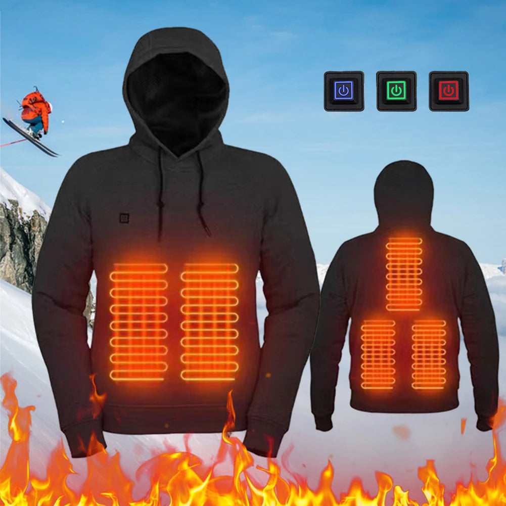 USB Rechargeable Heated Hoodies – 3 Heat Levels, Unisex, for Camping and Outdoor Work