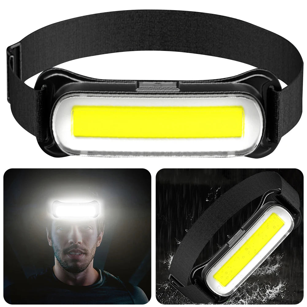 Waterproof Rechargeable Headlamp – 3 Modes, Adjustable Headband for Outdoor Activities