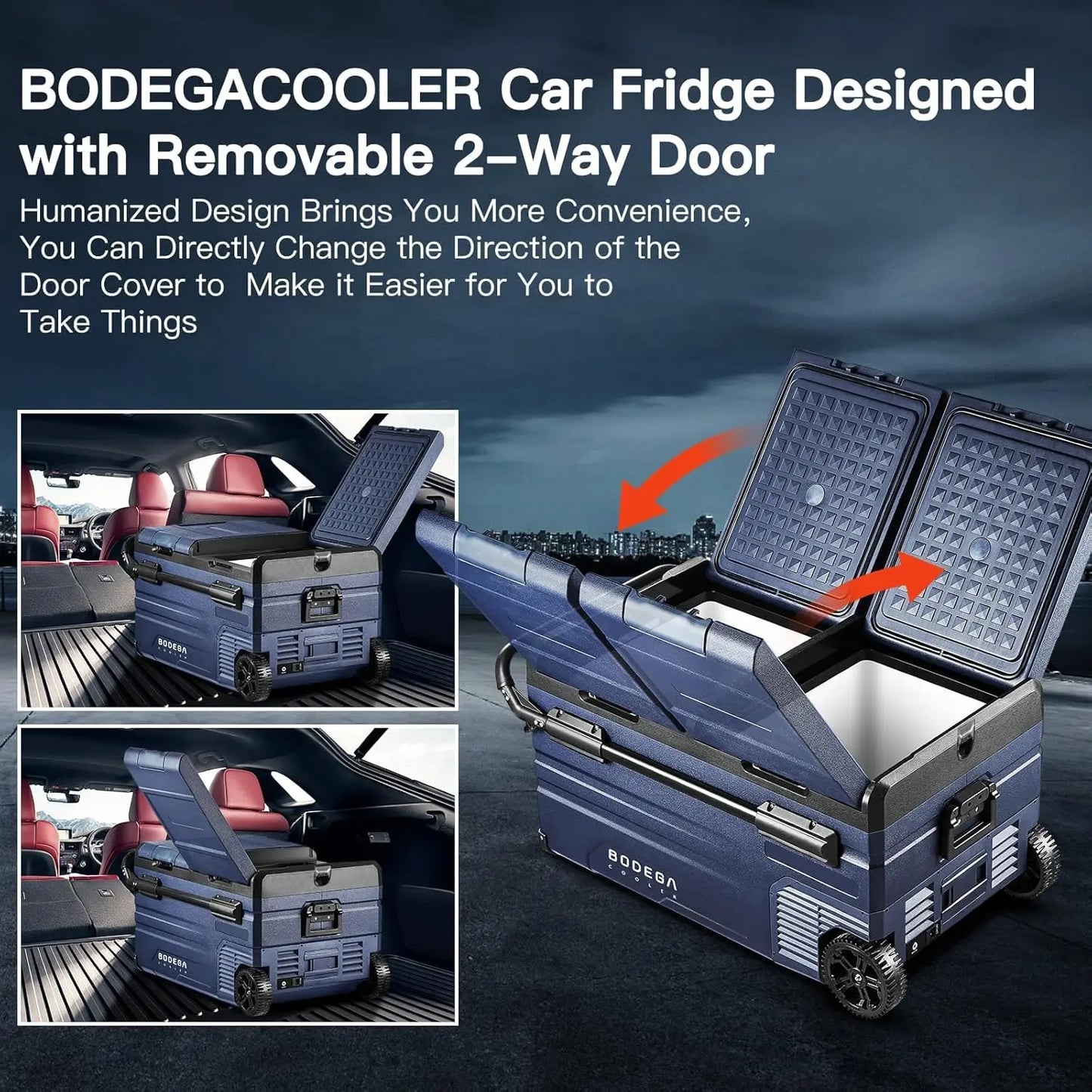 12V Portable Car Refrigerator – Dual Zone, WiFi Control, 80 Quart Capacity, -4℉ to 68℉, 12/24V DC