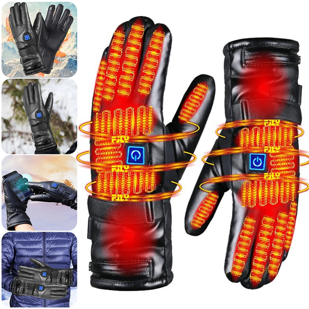 Waterproof Heated Gloves – 3 Temperature Levels, Touchscreen Compatible, for Outdoor Activities