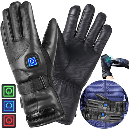 Waterproof Heated Gloves – 3 Temperature Levels, Touchscreen Compatible, for Outdoor Activities