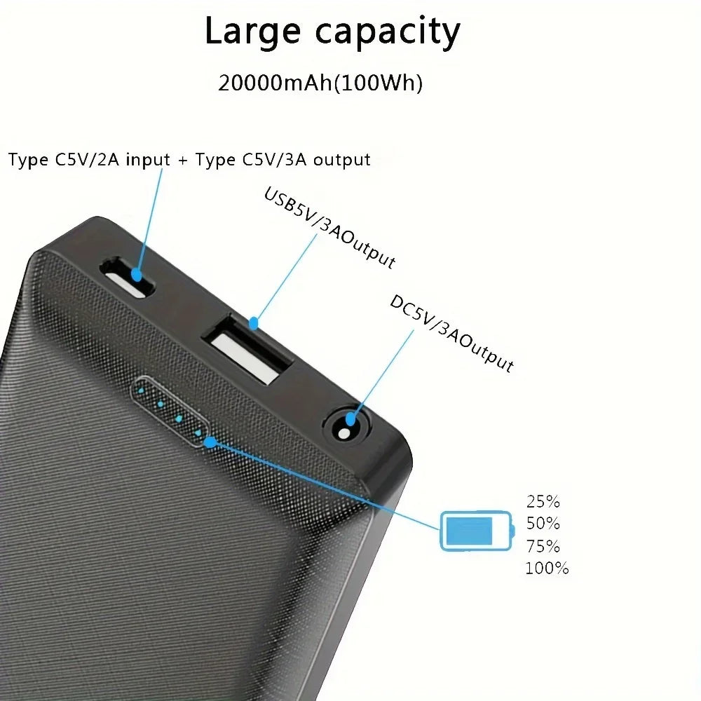 20000mAh Portable Power Bank – DC5V Charging for Heated Clothing and Devices