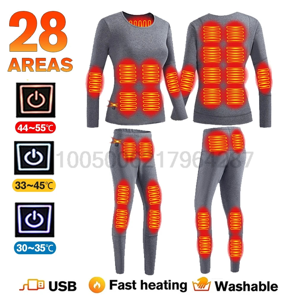 Winter Heated Underwear Sets for Women and Men