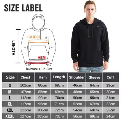 USB Rechargeable Heated Hoodies – 3 Heat Levels, Unisex, for Camping and Outdoor Work