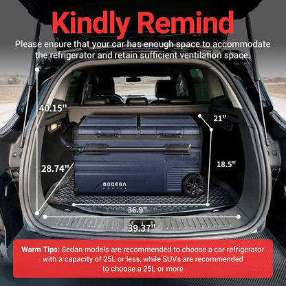12V Portable Car Refrigerator – Dual Zone, WiFi Control, 80 Quart Capacity, -4℉ to 68℉, 12/24V DC