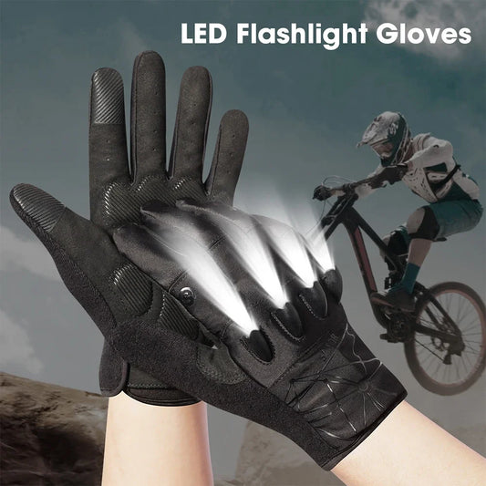 LED Half-Finger Cycling Gloves – Rechargeable, Breathable, Nightview